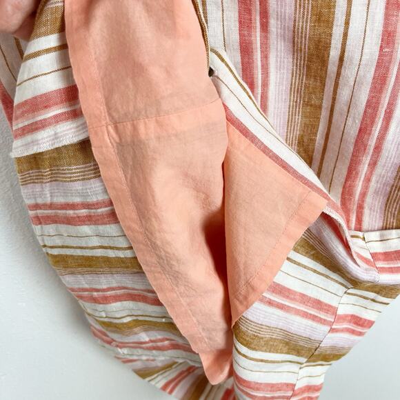 Joie Khari Striped Linen Midi Dress Island Sunset Pink Tan Summer Boho Size XS - Picture 5 of 7